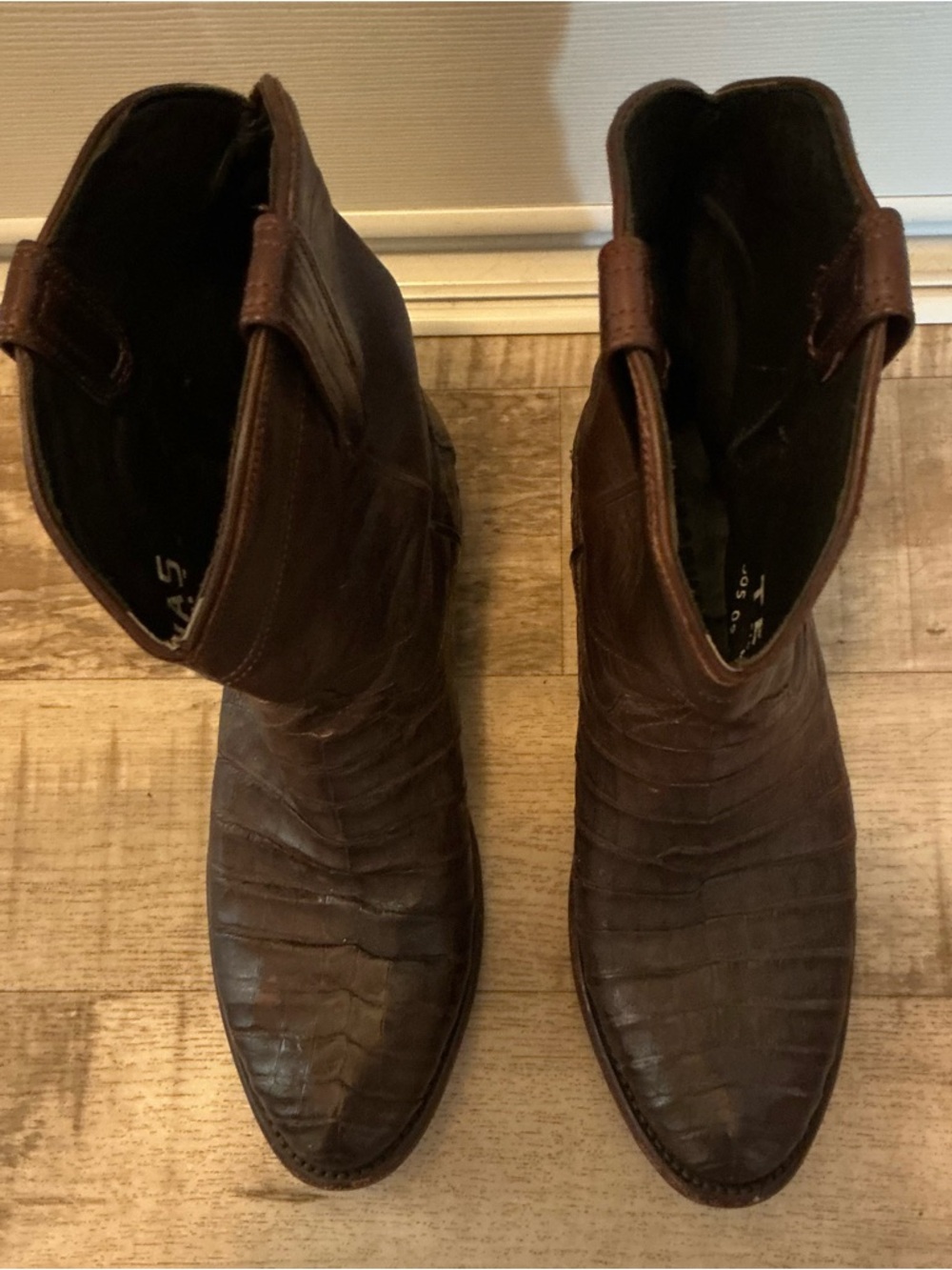 Tecovas The Earl Roper Men's Brown Caiman (Crocodile) Western Boots Size 9D